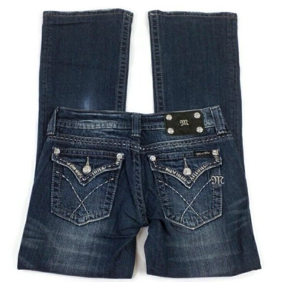 Miss Me JW5180B7V Medium Stonewash Distressed Bootcut Denim Jeans Womens 27 - Picture 5 of 16